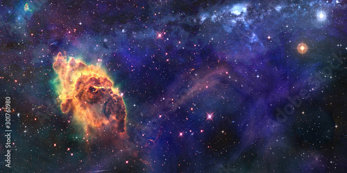 Space cosmic background of supernova nebula and stars photo