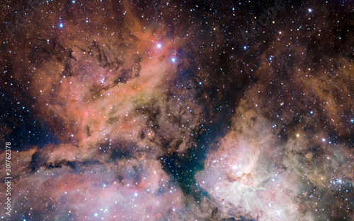 Vászonkép Stars, dust and gas nebula in a far galaxy space background