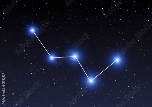 Cassiopeia constellation on starry sky photo