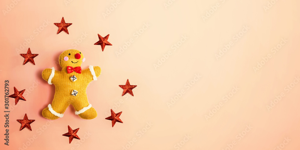 Christmas gingerbread with little stars - flat lay Christmas gingerbread with little stars - flat lay