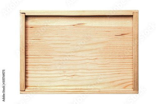 Wooden box isolated on white background.