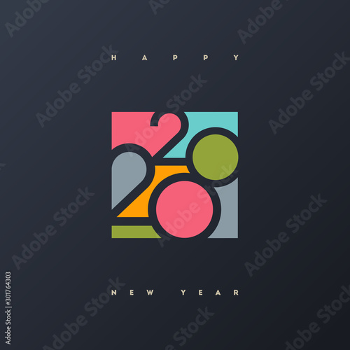 2020 new year multicolored logo. New Year symbols. Can be used  for greeting card, invitation, calendar, etc.