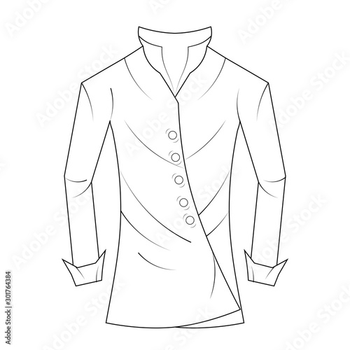 Man's coat with black isolated lines on white background. This is design for website (icon, button, symbol) and other ideas