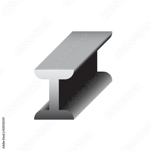 Steel product vector icon. I profile shape. That alloy of iron from steel production industry and metallurgy used as beam, bar, frame, girder, structure in engineering, construction building material.