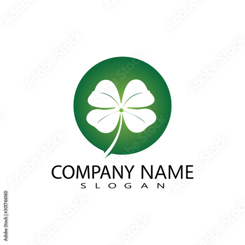 vector design of green clover leaf logo,luck icon flat design illustration-vector