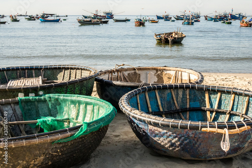  thung chai  boats at my khe beach  Da Nang Vietnam.