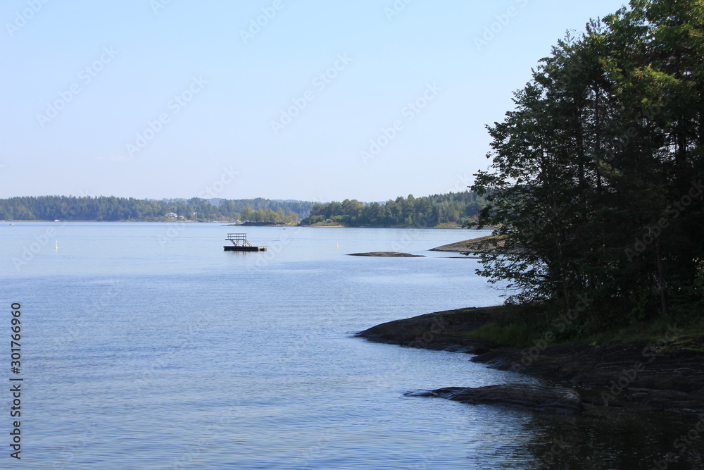 Shore of Kalvoya, small island in Sandvika.