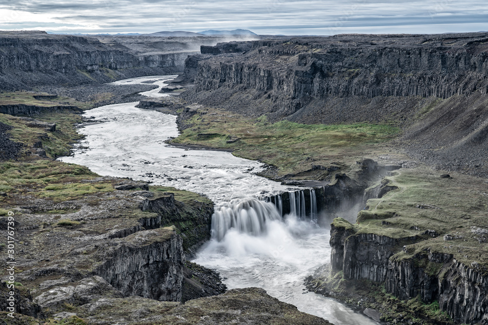 Havragilsfoss waterfall near Dettifoss in the deep canyon of Joekulsa a Fjoellum River in the Highland of northern Iceland Havragilsfoss waterfall near Dettifoss in the deep canyon of Joekulsa a Fjoellum River in the Highland of northern Iceland