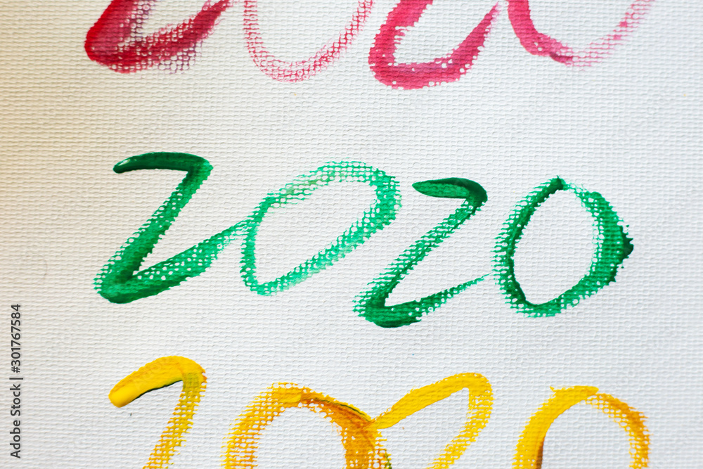 2020 new year watercolor hand paint on craft white paper 2020 new year watercolor hand paint on craft white paper