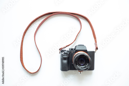 Genuine leather camera strap handmade with mirrorless camera