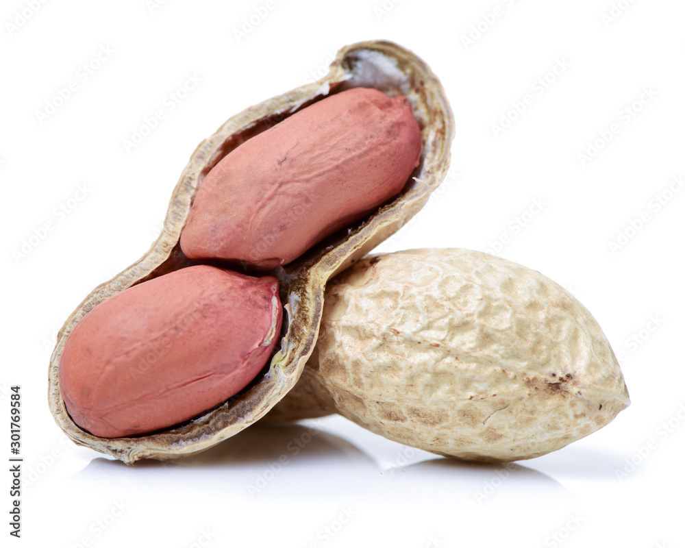 Peanuts on a white background Peanuts on a white background
