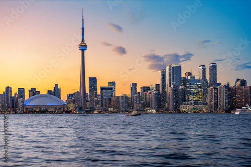 Toronto Skyline at Sunset in Toronto, Ontario, Canada