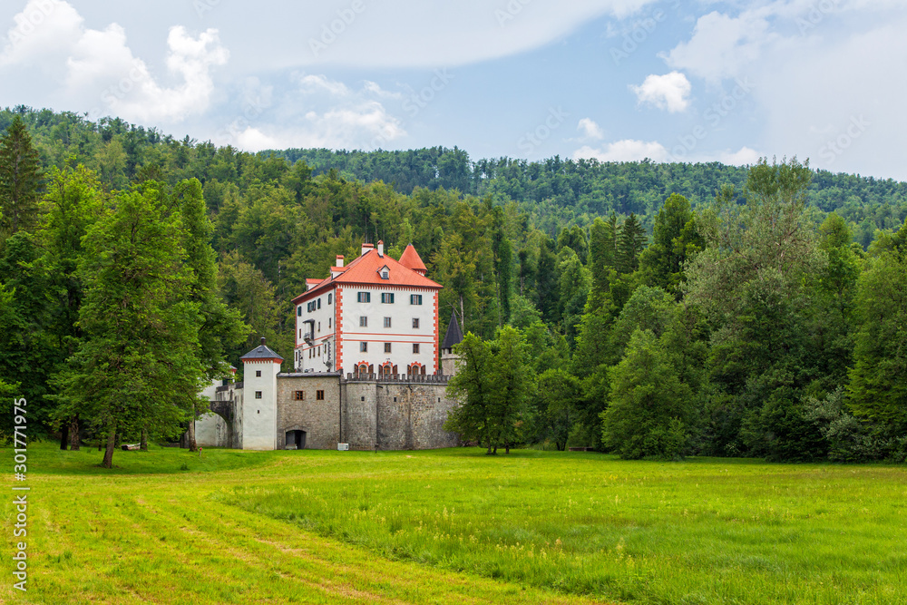Snežnik Castle is a 13th-century castle in the Lož Valley near the settlement of Kozarišče in the municipality of Loška in Slovenia Snežnik Castle is a 13th-century castle in the Lož Valley near the settlement of Kozarišče in the municipality of Loška in Slovenia