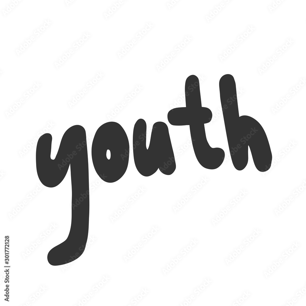 Fototapeta premium Youth. Sticker for social media content. Vector hand drawn illustration design. 