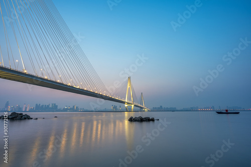 Wuhan Erqi yangtze river bridge at hubei province, China. photo