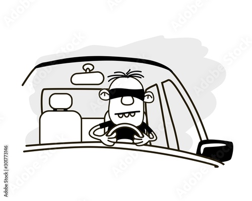 Bad Driver. Funny vector. Hand drawn vector illustration.