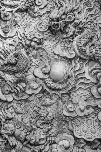 Fotografie Marble carvings on the walls of a temple at the Marble mountains, Da Nang, Vietnam