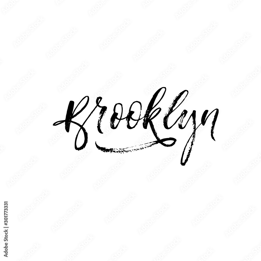 Brooklyn vector calligraphy phrase. Hand drawn ink illustration isolated on white.