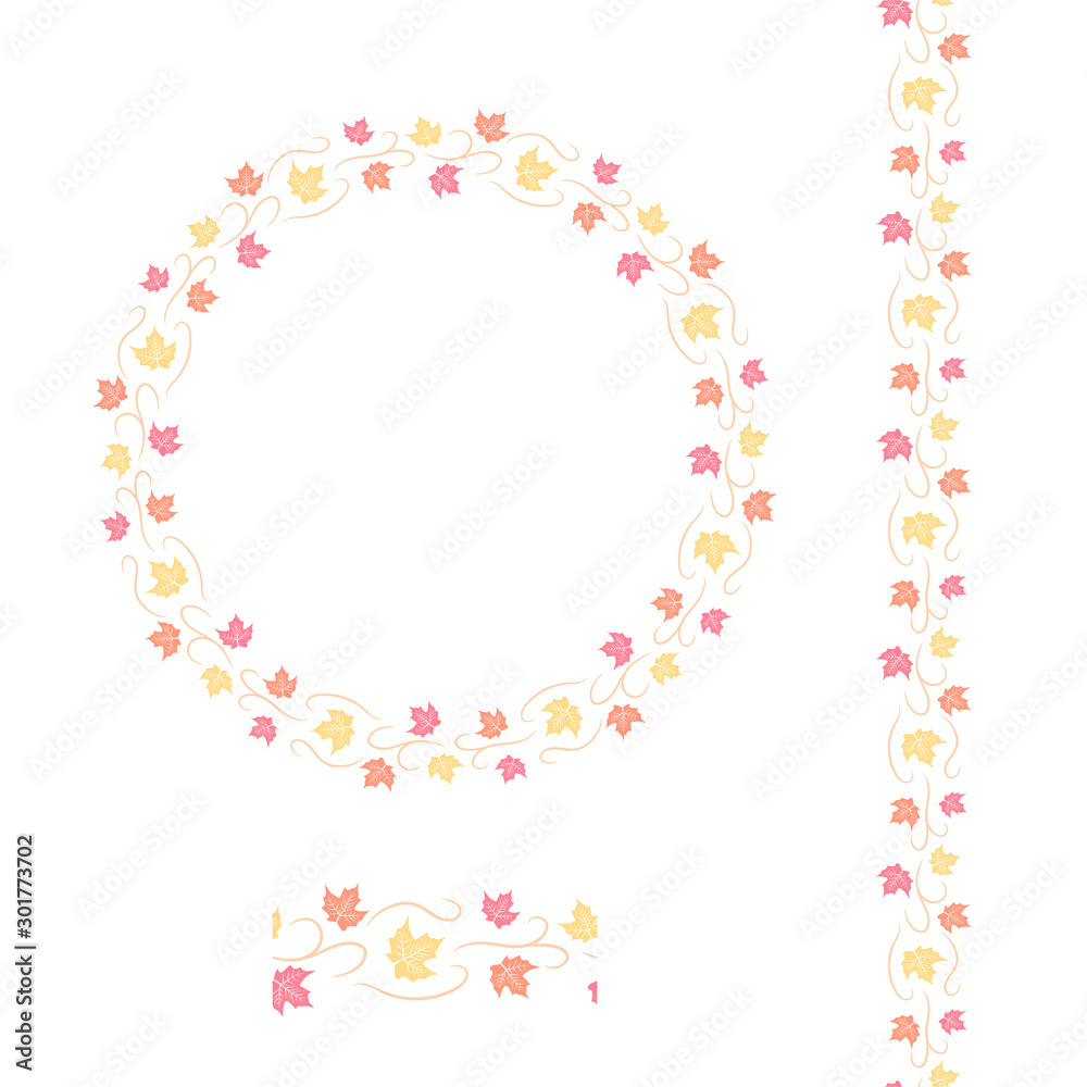 Autumn holiday Wreath frame decorative brush flowers and leafs