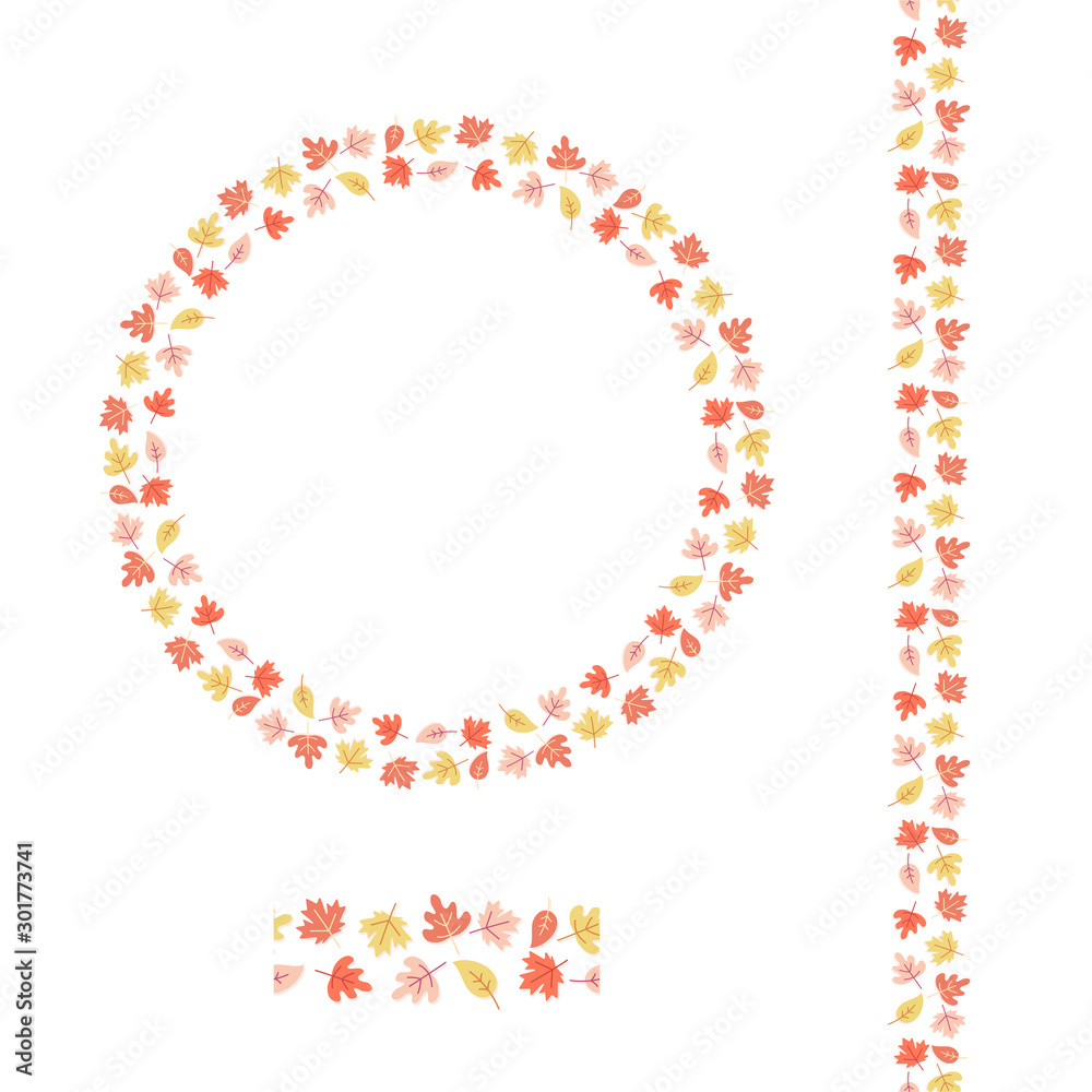 Autumn holiday Wreath frame decorative brush flowers and leafs Autumn holiday Wreath frame decorative brush flowers and leafs