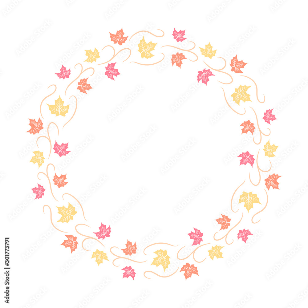 Autumn holiday Wreath frame decorative brush flowers and leafs