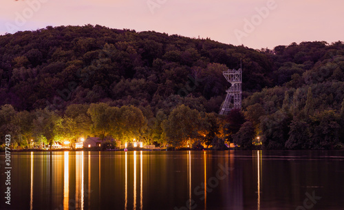 Zeche am Baldeneysee in Essen bei Nacht, Ruhrgebiet