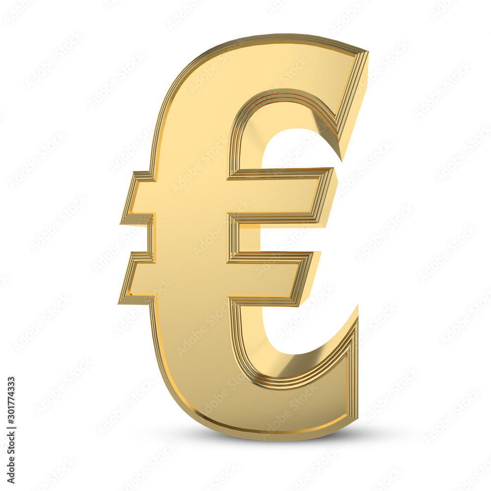 Fototapeta premium 3D generated Euro currency sign in golden color.