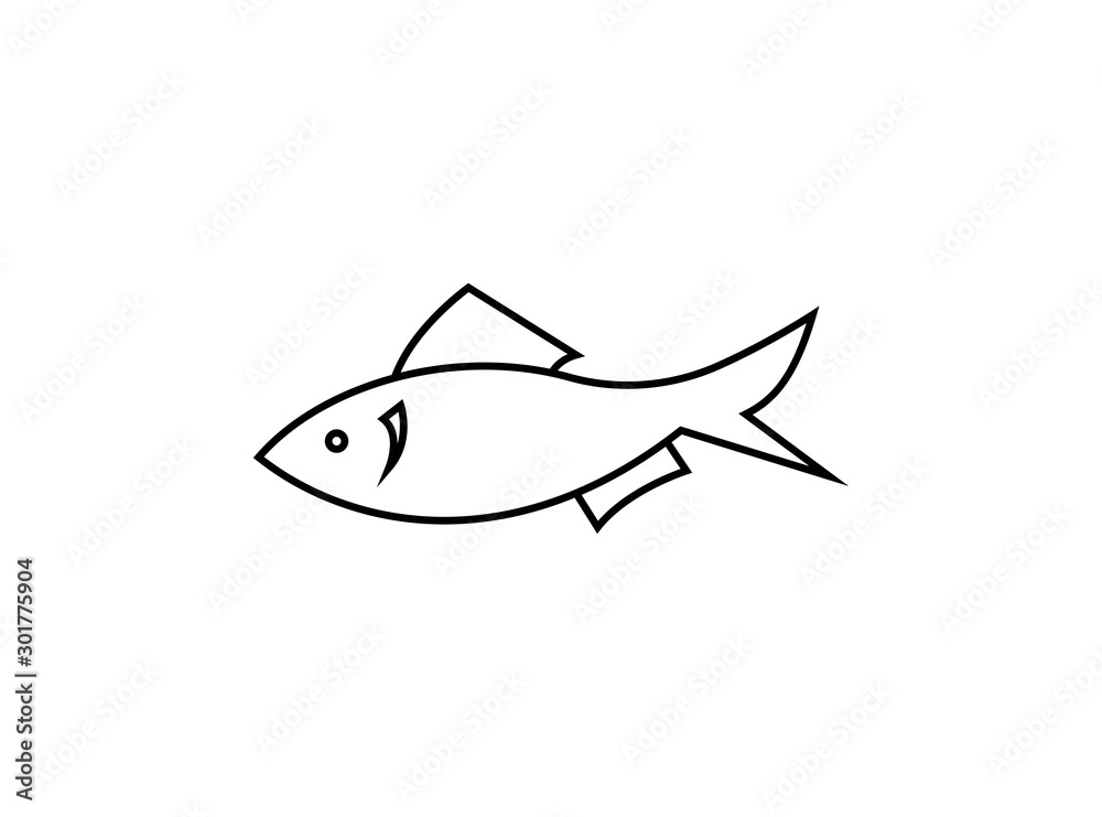 Simple Fish Icon Symbol Template. Fish Concept. Designed in Monoline Style Isolated on White Background. . Vector Illustration Simple Fish Icon Symbol Template. Fish Concept. Designed in Monoline Style Isolated on White Background. . Vector Illustration