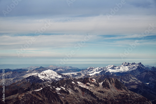 Mountain landscape, view of the French Alps from a height.