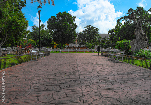 Main center park in Valladolid, Yucatan, Mexico.