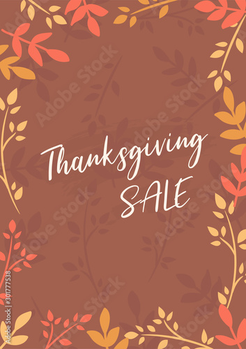 Thanksgiving Sale A4 Flyer Banner poster template vector illustration Autumn holiday greeting card