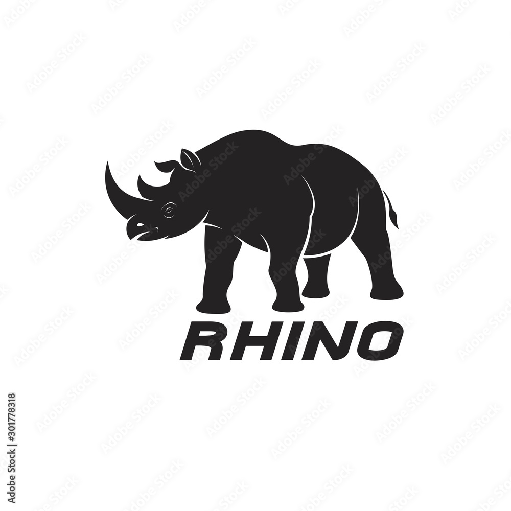 Vector of rhinoceros on a white background. Wild Animals. Rhino logo or icon.  Easy editable layered vector illustration.