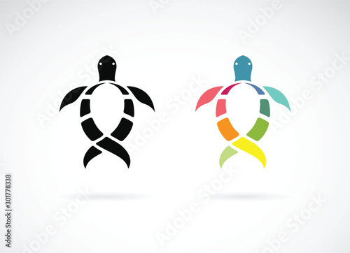 Vector of turtle design on white background. Wild Animals. Underwater animal. Turtles icon or logo. Easy editable layered vector illustration.