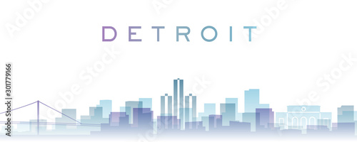 Detroit Transparent Layers Gradient Landmarks Skyline