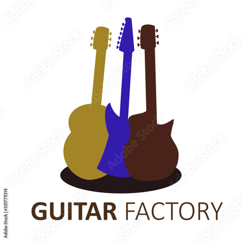 guitar factory vector logos, brands for musicians or artists