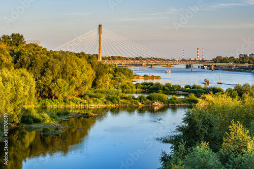 Vistula River at Sunset in Warsaw photo
