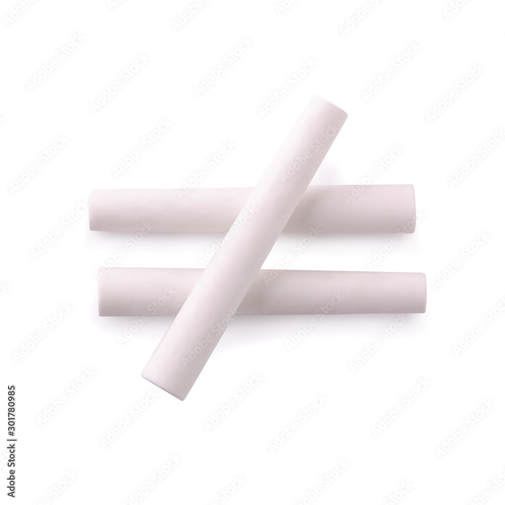 Fototapeta premium White chalk isolated on a white background.