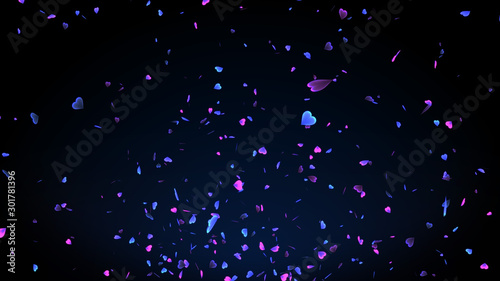Sweet Blue Pink Heart Confetti Flakes Celebratory Party Explosion Background
