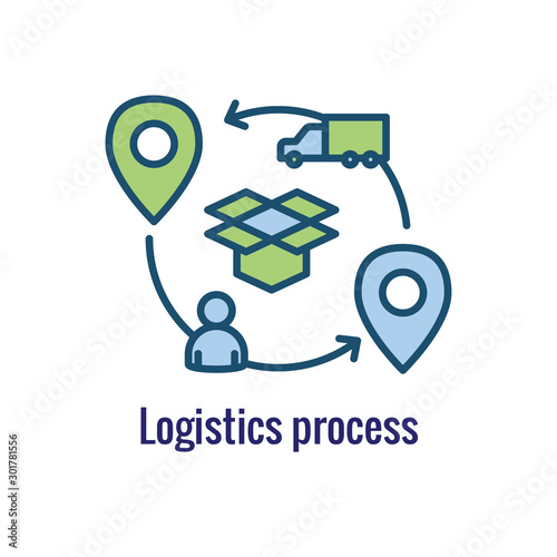 Logistics icon showing movement - one place to the next