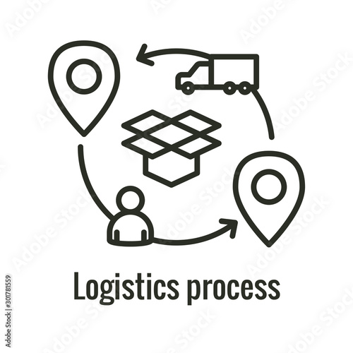 Logistics icon showing movement - one place to the next