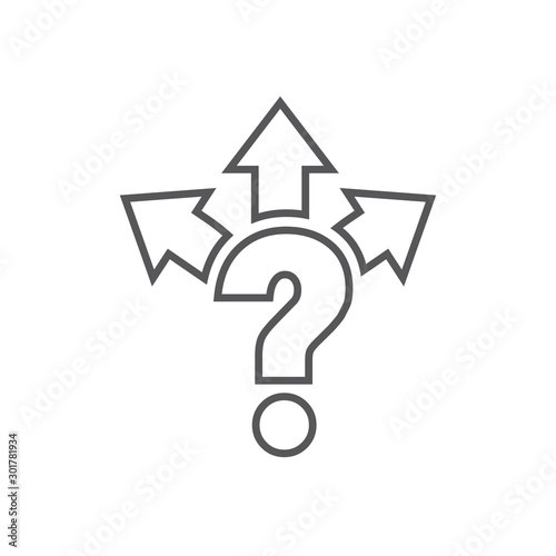 Arrow, directional way sign depicting making a decision or choice icon vector