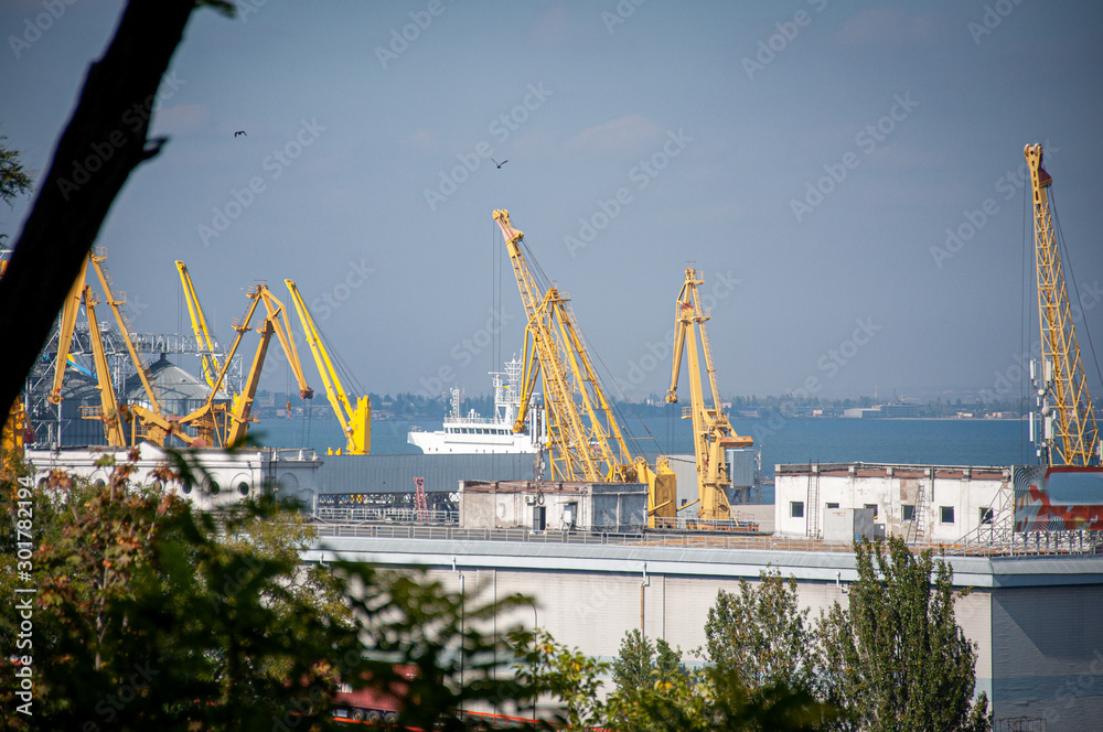  Odessa seaport, port cranes