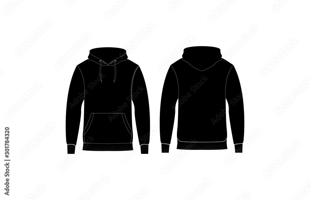 Hoodie Sweatshirt Black Front and Back Views Clothing Mockup Template Stock Vector Adobe Stock