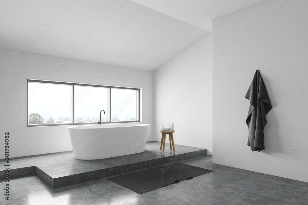 Fototapeta premium White bathroom corner with bathtub
