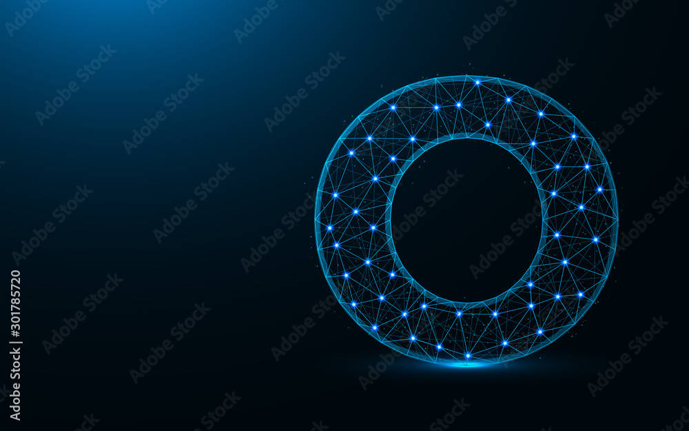 Letter O low poly design, alphabet abstract geometric image, font wireframe mesh polygonal vector illustration made from points and lines on dark blue background Letter O low poly design, alphabet abstract geometric image, font wireframe mesh polygonal vector illustration made from points and lines on dark blue background