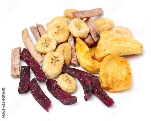 Dried fruit on white background photo