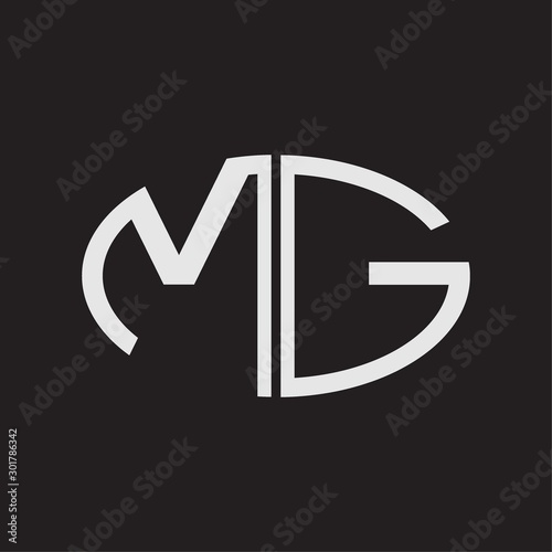 MG Logo letter oval monogram black and white colors