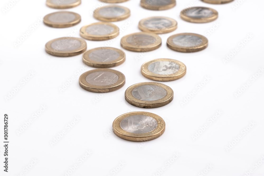Euro coins, the official currency of 19 of the 28 member states of the EU Euro coins, the official currency of 19 of the 28 member states of the EU