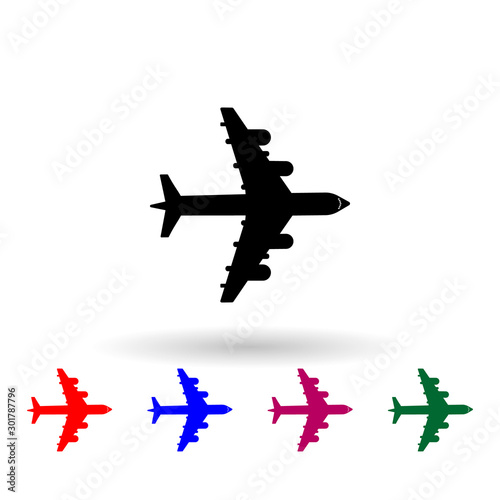 Aircraft silhouettes multi color icon. Simple glyph, flat vector of air transport icons for ui and ux, website or mobile application
