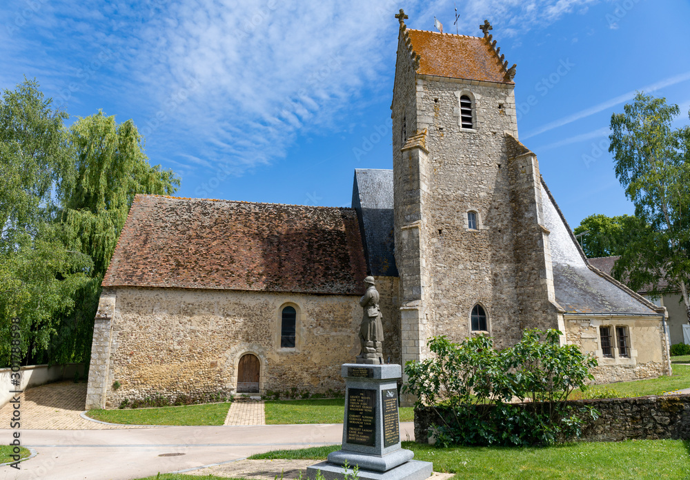 Sceaux-sur-Huisne, France - Typical french village near Le Mans - The church Sceaux-sur-Huisne, France - Typical french village near Le Mans - The church